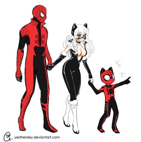 spiderman and blackcat|spider-man and black cat kid.